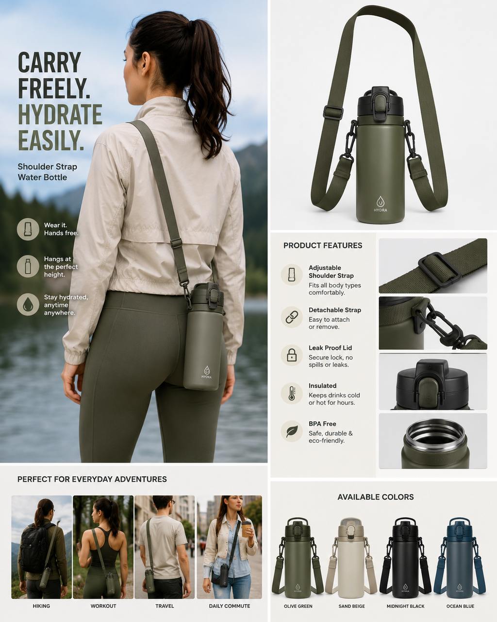 Hydra Shoulder Strap Water Bottle